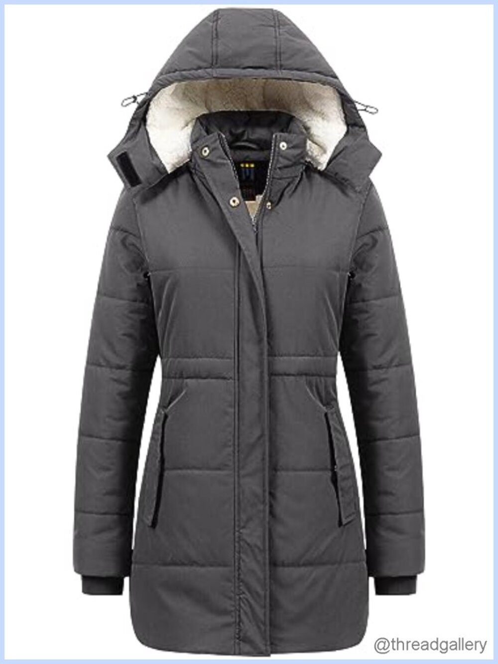 Women's Thicken Sherpa Winter Coat Puffy Warm Snow Jacket Removable Hood